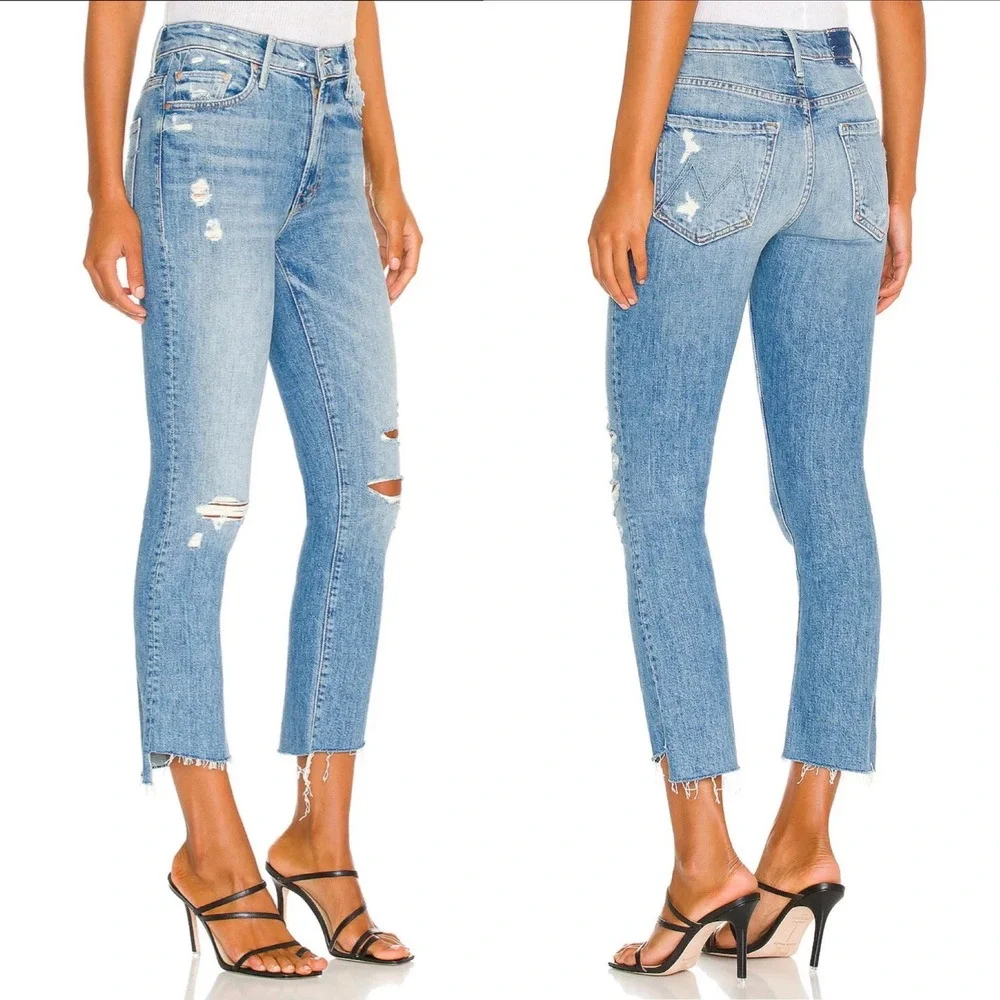 Mother Superior The Insider Crop Step Fray Jeans in Holy Melancholy Size 27